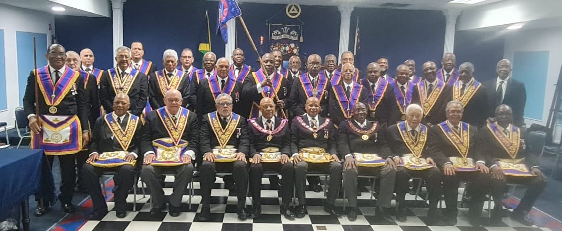 Brethren gathered in full regalia following the Annual Communication